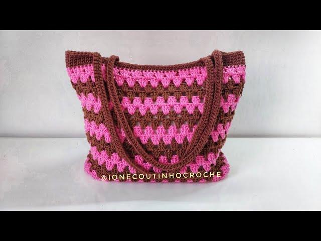 Bolsa em Crochê simples e fácil Multicores - Croche bag - Passo a passo.