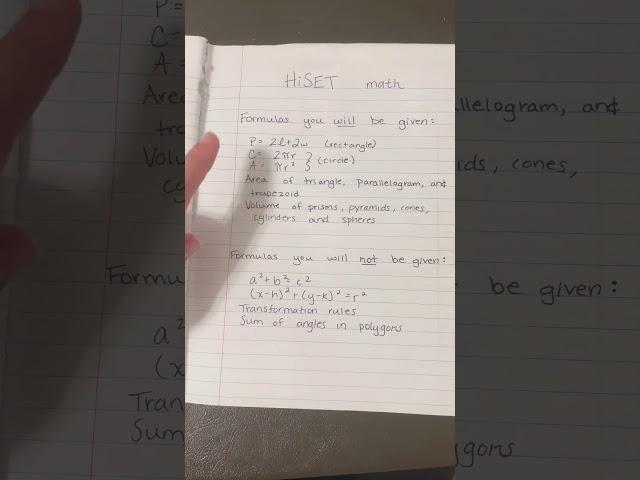 HiSET Math Formulas! #hiset #hisetmath
