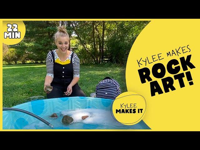 Kylee Makes Rock Art  | Rock Hunting and Painting Video for Kids, Learn Color Mixing, Children's Art