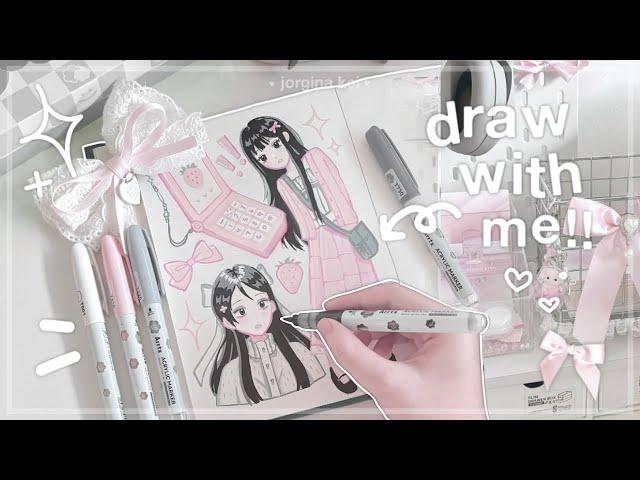  DRAW WITH ME : Sawako ⟡ | trying out cheap 36 colors acrylic markers ft. arrtx | jorginakei