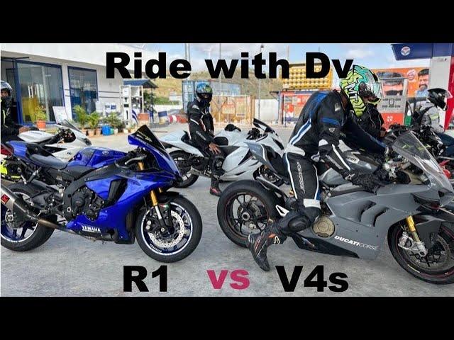 Can R1 beat ducati v4s, drag race #dvinkannada #yamaha #r1