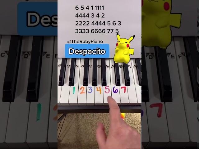 Despacito Piano Easy Tutorial With Numbers #shorts #piano