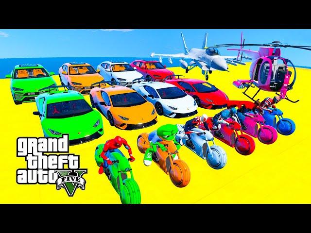 GTA V Stunt Map Car Race Challenge On Super Cars, Bikes and OffRoad Jeeps