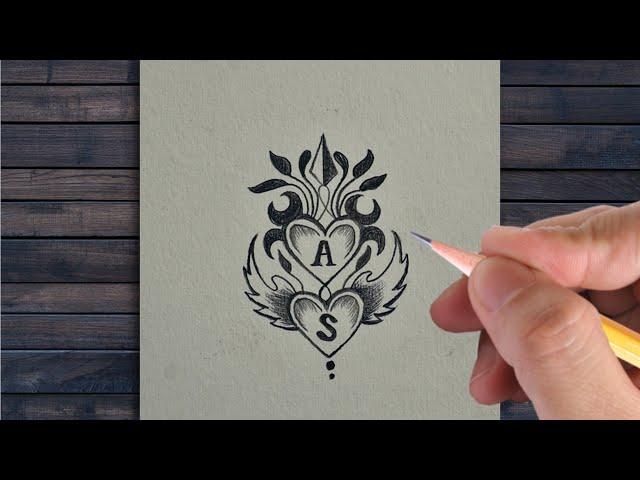 Amazing AS couple letter tattoo idea design with pencil || amazing tattoo with pencil