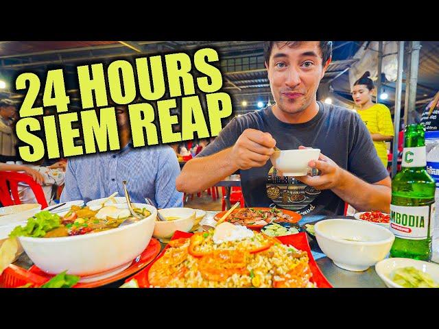 24 Hours of CAMBODIAN STREET FOOD in Siem Reap  Khmer Steakhouse + Lort Cha in Cambodia!