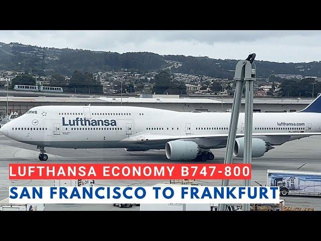 Lufthansa Airline Economy on Boeing 747, San Francisco to Frankfurt, SFO-FRA, Frankfurt 