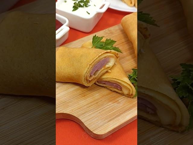 Блины фаршированные ветчиной и сыром