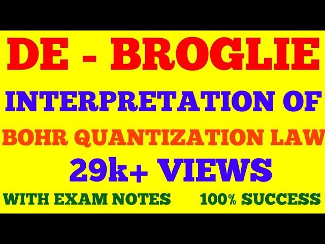 de broglie explanation of Bohr's second postulate of Quantisation || WITH EXAM NOTES ||