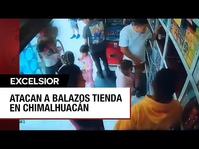 Balean tienda de abarrotes en Chimalhuacán, Edomex, con niños presentes