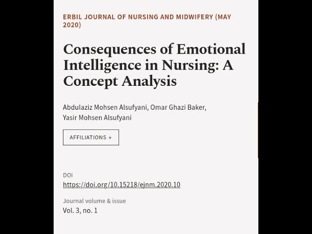 Consequences of Emotional Intelligence in Nursing: A Concept Analysis | RTCL.TV