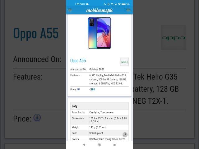 Oppo A55 Specs