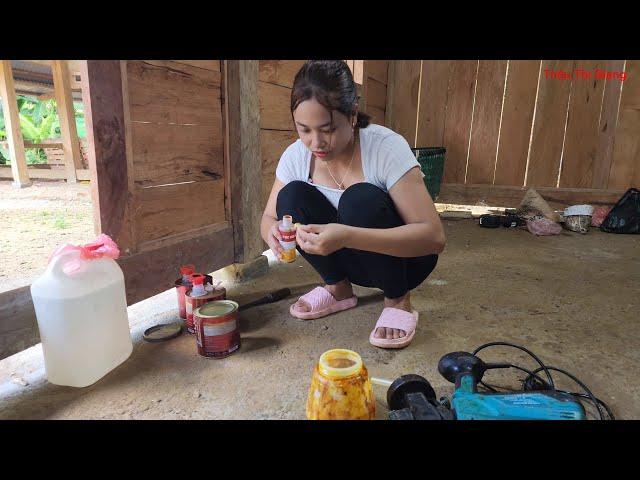 Full video of building wooden furniture for a house in the forest