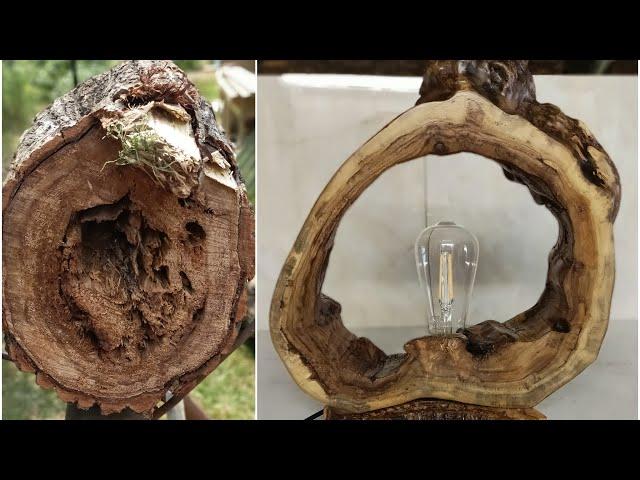 Светильник из пня DIY