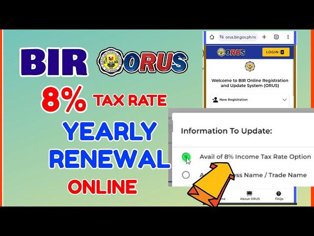 8% Tax Rate BIR: How to Renew 8% IT Rate Income Tax BIR ORUS Online