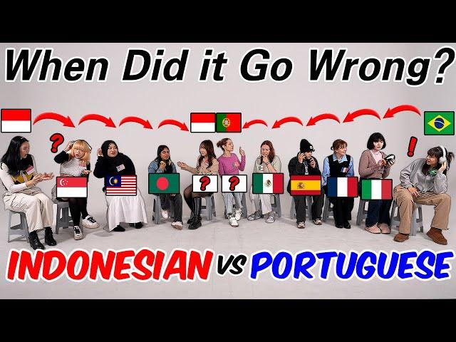 Latin VS Asia Telephone Game Battle!! Portuguese VS Indonesian l  Which Language will win the Game?