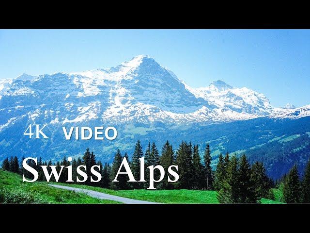 Relaxing Guitar Music 2 Hours | Swiss Alps Scenery 4K | Stress Relief