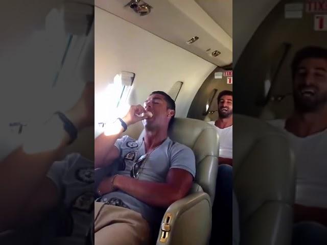Cristiano Ronaldo got pranked in the airplane  (via rickyregufe/Instagram) #shorts