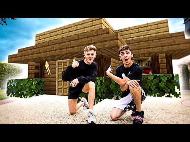 We Spent 24 Hours in a REAL LIFE Minecraft House!