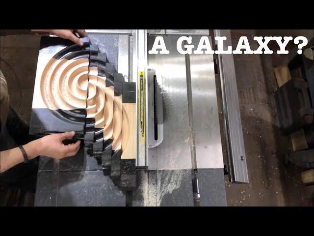 Woodturning  a GALAXY  out of Bog Oak and Rippled Sycamore