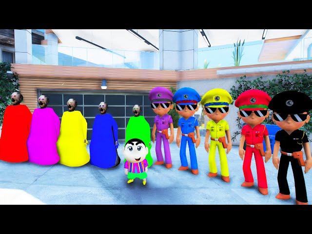 Colourful Little Singham And Granny Playing Hide and Seek Challenge With Shinchan || Gta 5 Gameplay