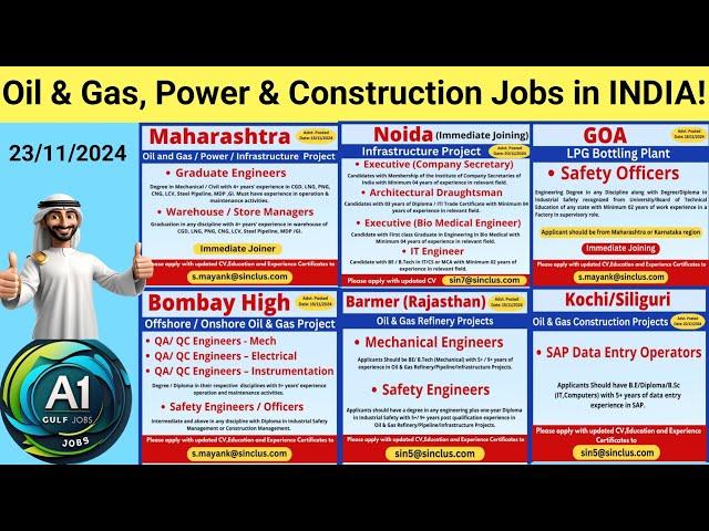 Oil & Gas jobs in INDIA!