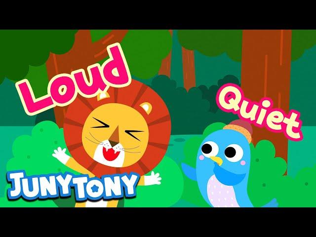 Quiet and Loud | First Word Songs for Kids | Opposite Song | Surprise Symphony | Kids Pop | JunyTony