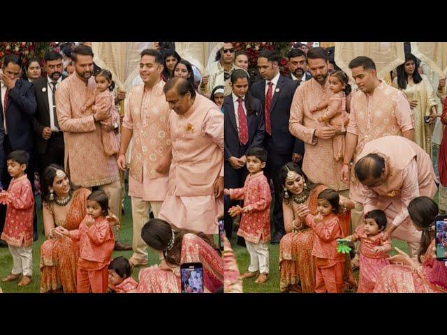 Isha & kids With Mukesh Ambani & Grand Child Akash, Anand Primal Anant+ Radhika Wedding Celebration