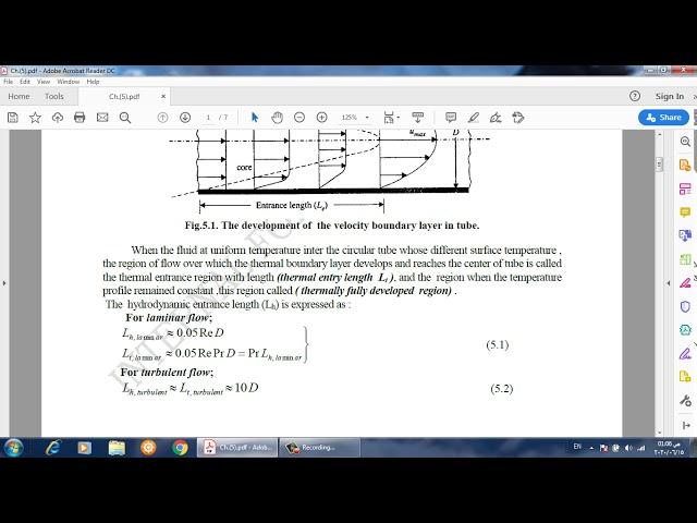 CHAPTER FIVE : INTERNAL FORCED CONVECTION HEAT TRANSFER