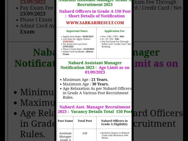 #nabard assistant manager grade A recruitment 2023 #national bank for agriculture rural development