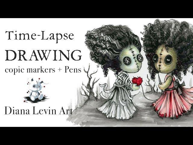 Drawing Time Lapse: The Brides - Pen and Marker Demo