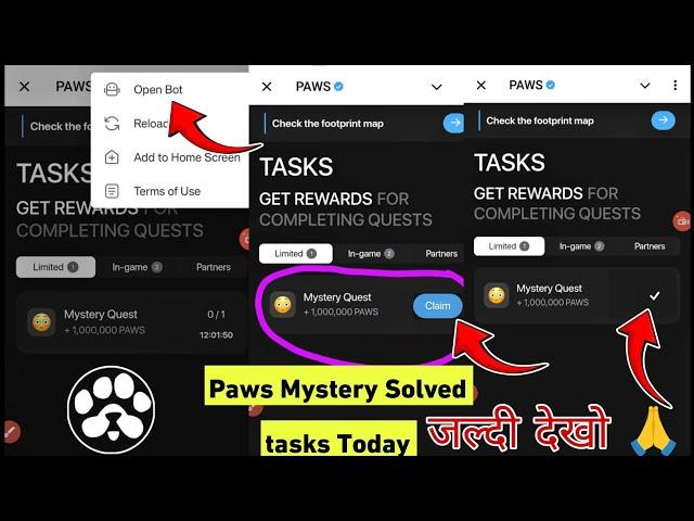 Paws New Task Mystery Quest | How To Complete Paws Mystery Quest Task |Paws Mystery Quest +1,000,000