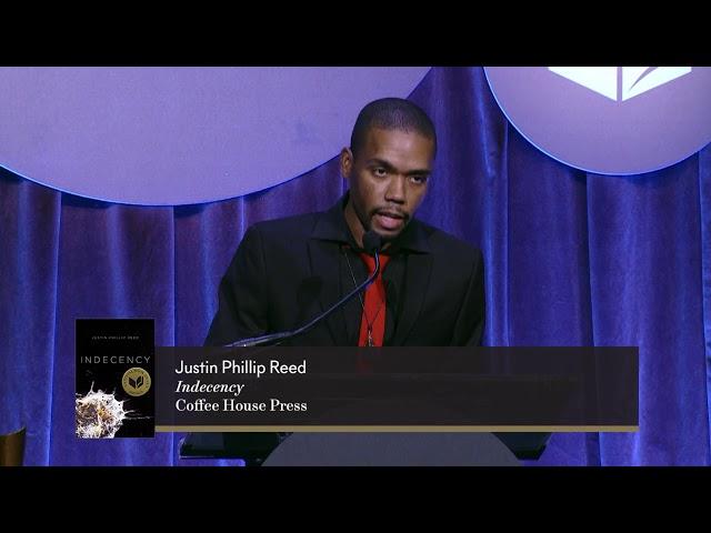 Author of Indecency Justin Phillip Reed accepts the 2018 National Book Award for Poetry