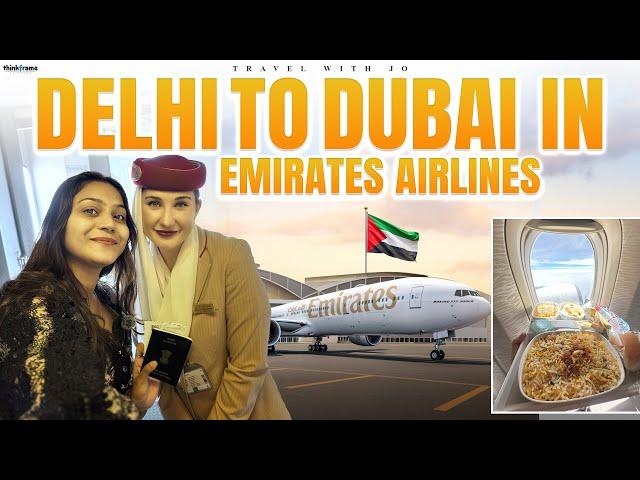 Indian girl in Dubai UAE  Delhi to Dubai in Emirates Airlines Boeing 777 || E Visa Sim & currency