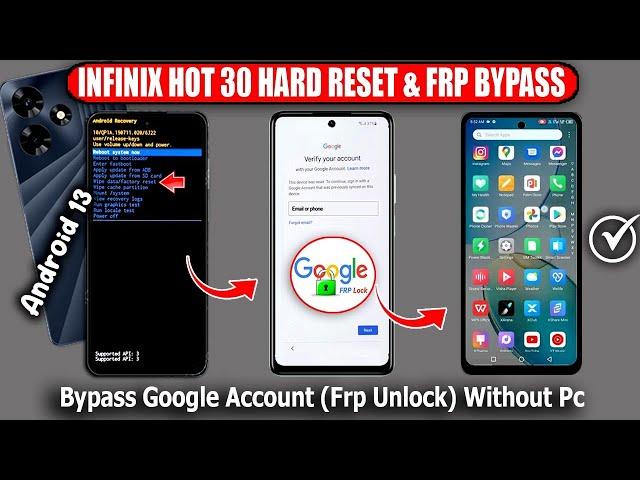 Infinix Hot 30 Hard Reset - FRP Bypass Android 13  Bypass Google Account  Without Pc  Frp Unlock