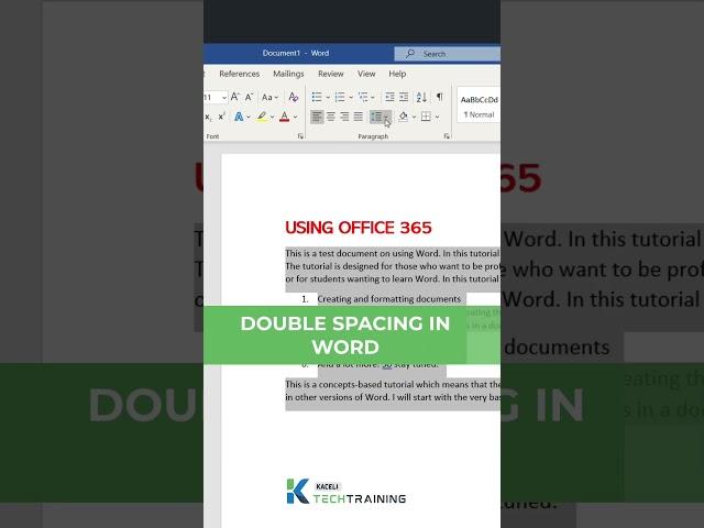 Double Spacing in Word  #microsoftoffice #tutorial #kacelitutorials