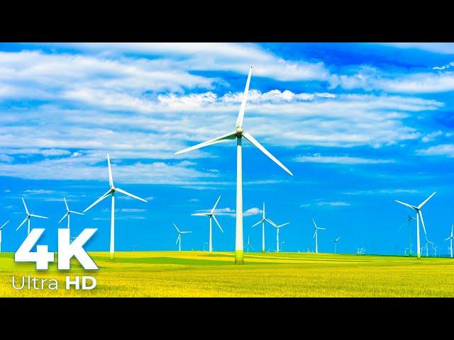 Amazing Wind Turbines in 4K Ultra HD - 4K Scenic Relaxation - 4K Video - Earth Spirit