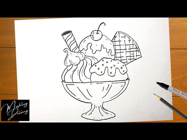 How to Draw an Ice Cream Sundae Easy Step by Step