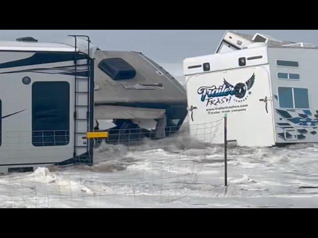 Giant Waves Slam RVs At Oceano Dunes