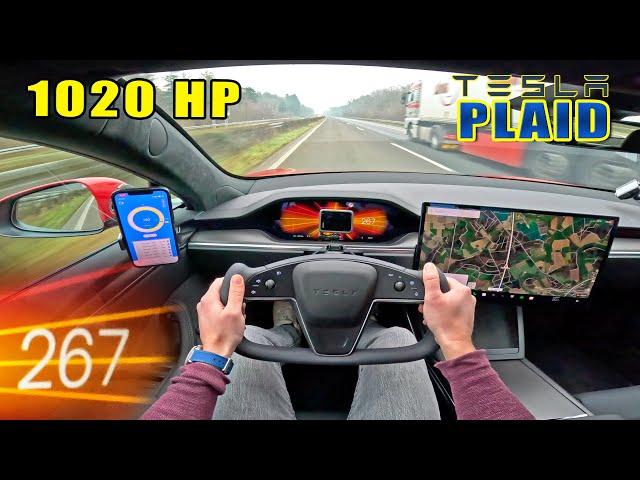 Tesla Model S PLAID - TOP SPEED on AUTOBAHN [NO SPEED LIMIT]