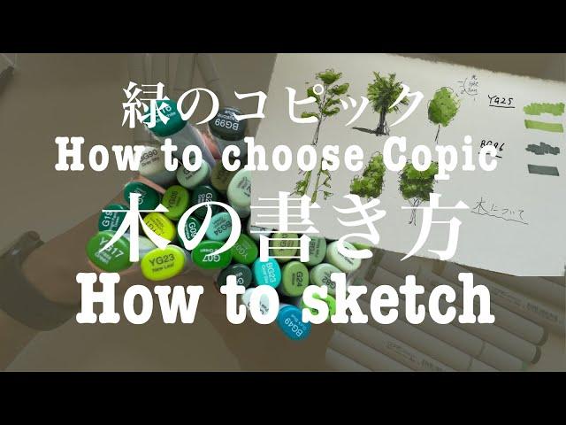 [sub] Super easy! How to draw a tree and 2 selections of green Copic