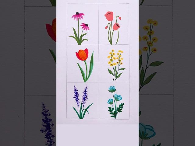 6 easy way to draw flowers #art #painting #drawing #shorts