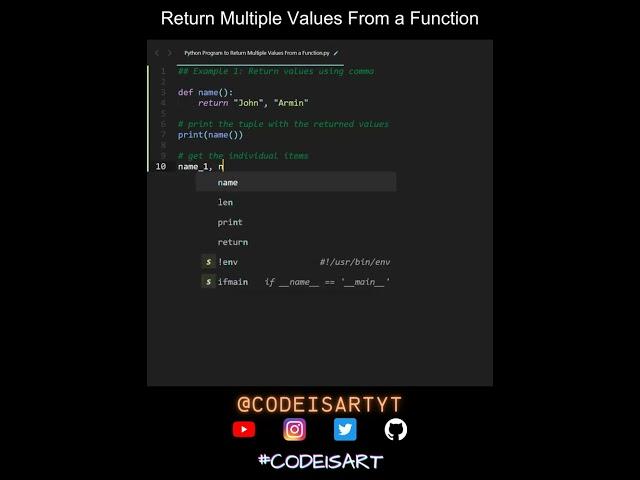 Return Multiple Values From a Function in Python | Python Examples | Python Coding Tutorial