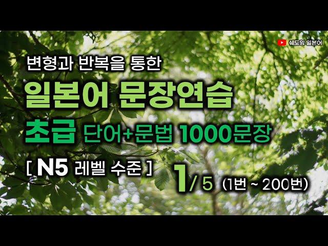 일본어 문장 연습 [초급레벨 1000문장] N5레벨 수준 1000문장 (1편 / 5편) 1번 ~ 200번 #변형반복을통한자동학습 #초급일본어 #생활일본어회화