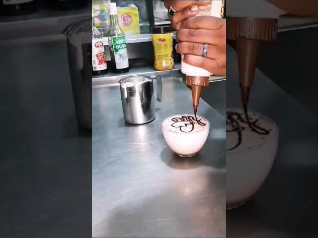 Cream coffee with chocolate and milk, prepared professionally with