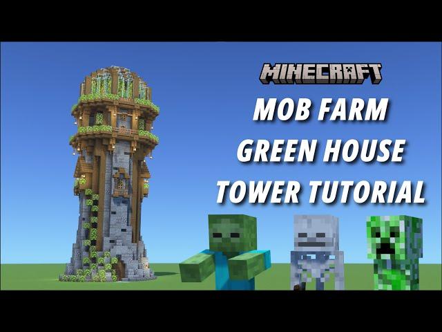 Minecraft Mob Farm Greenhouse Tower Tutorial [Aesthetic Farm] [1440p HD]