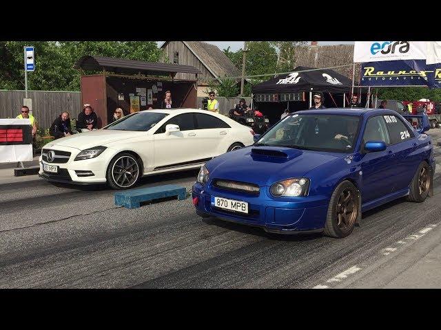 Subaru Impreza WRX EJ20 vs Mercedes-Benz CLS 500 1/8 mile drag race