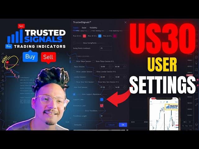 Trusted Signals Buy Sell indicator - US30 SETTINGS (user video)