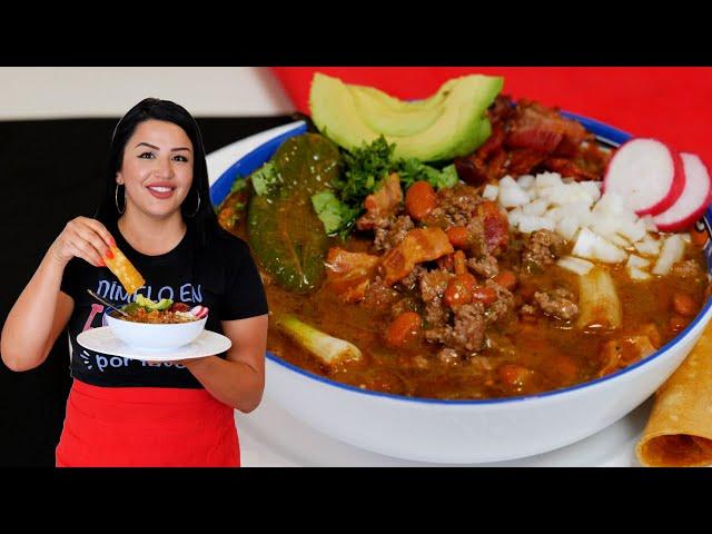 CARNE MOLIDA En Su Jugó, Juicy Mexican Ground Beef Stew and beans Recipe with Salsa Verde