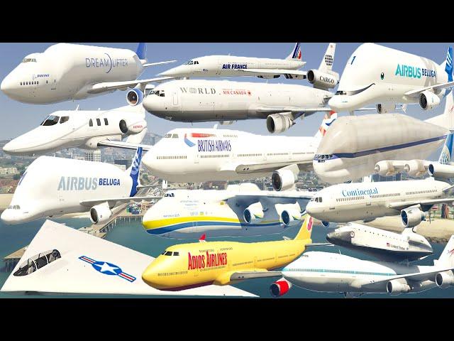 GTA V: Best Every White Airplanes Autumn Fall Take Off Test Flight Landing Gameplay