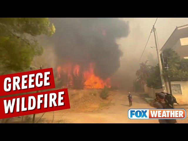 Video Shows Residents Fleeing Homes As Fire Rages Outside Athens